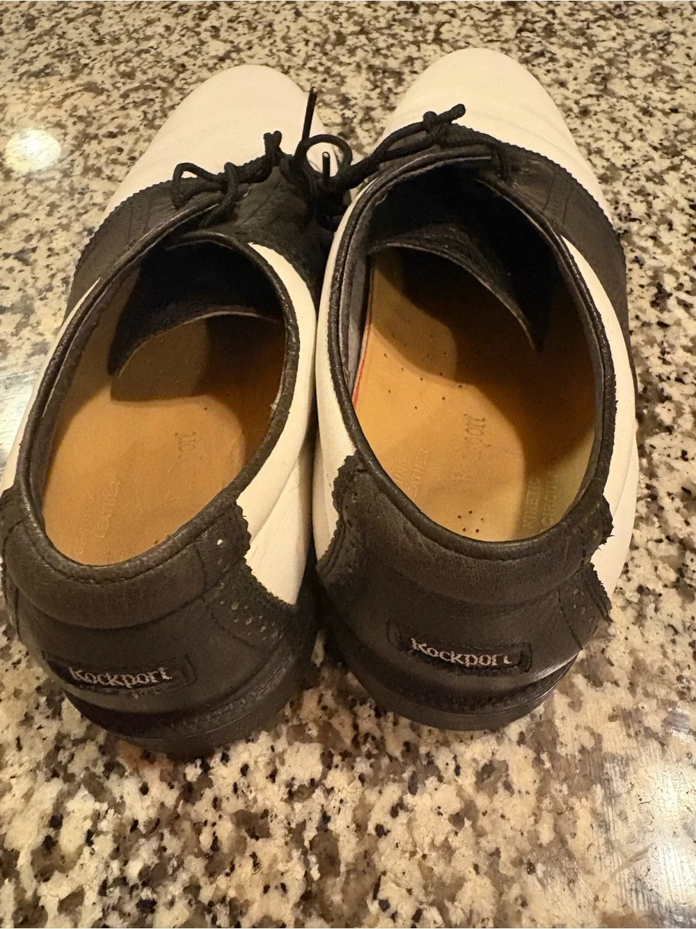 Rockport Black and White Saddle Oxfords — Two-Tone Leather Lace-Ups
